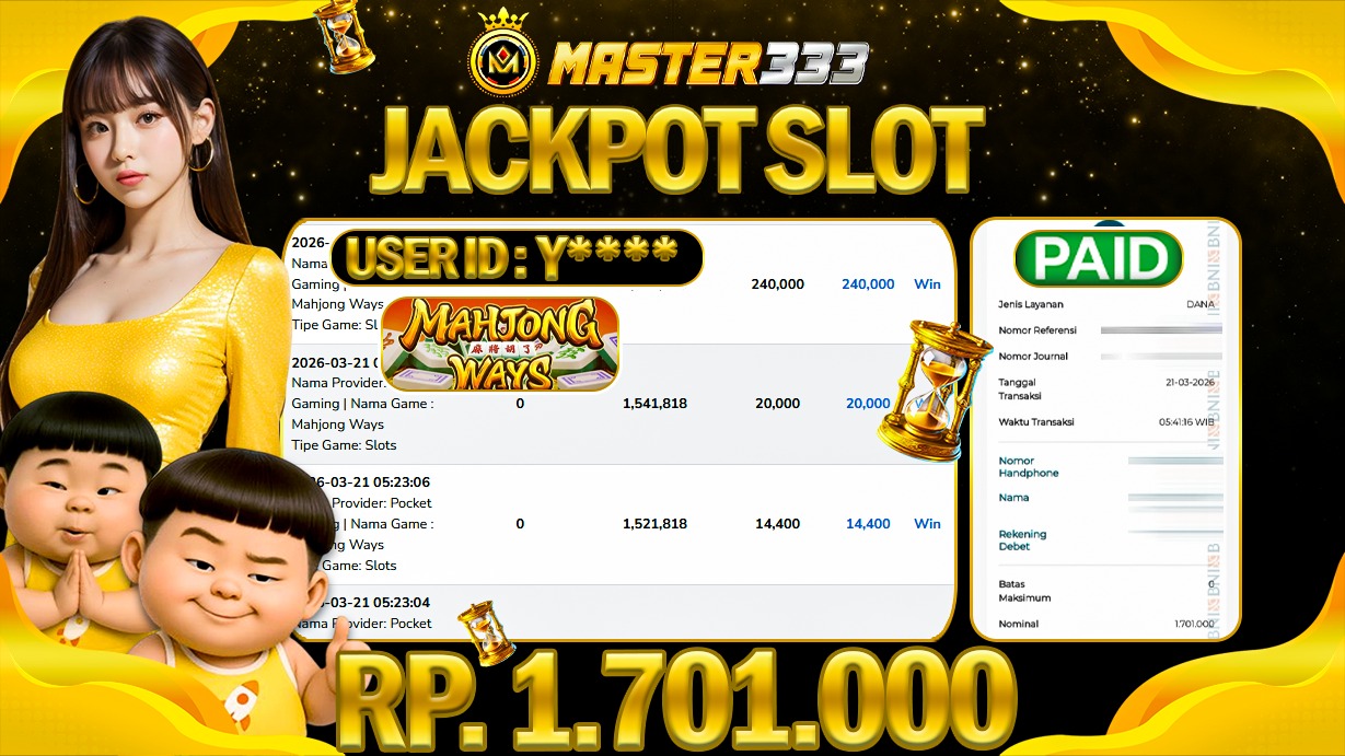 JACKPOT Rp 1.701.000 JUTA DIMASTER333 LANGSUNG DI BAYAR LUNAS